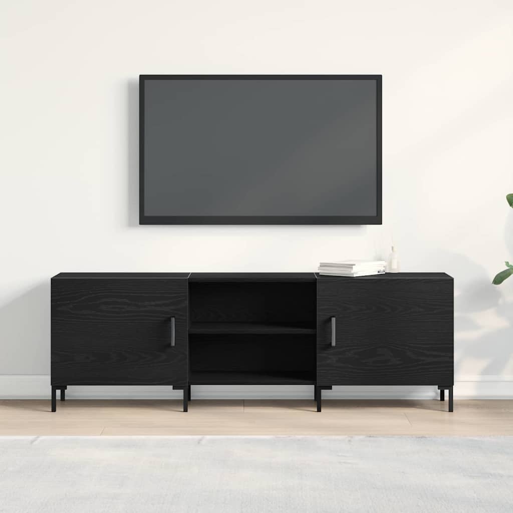 TV-møbelsæt 150 x 30 x 50 cm Sort eg Konstrueret træ