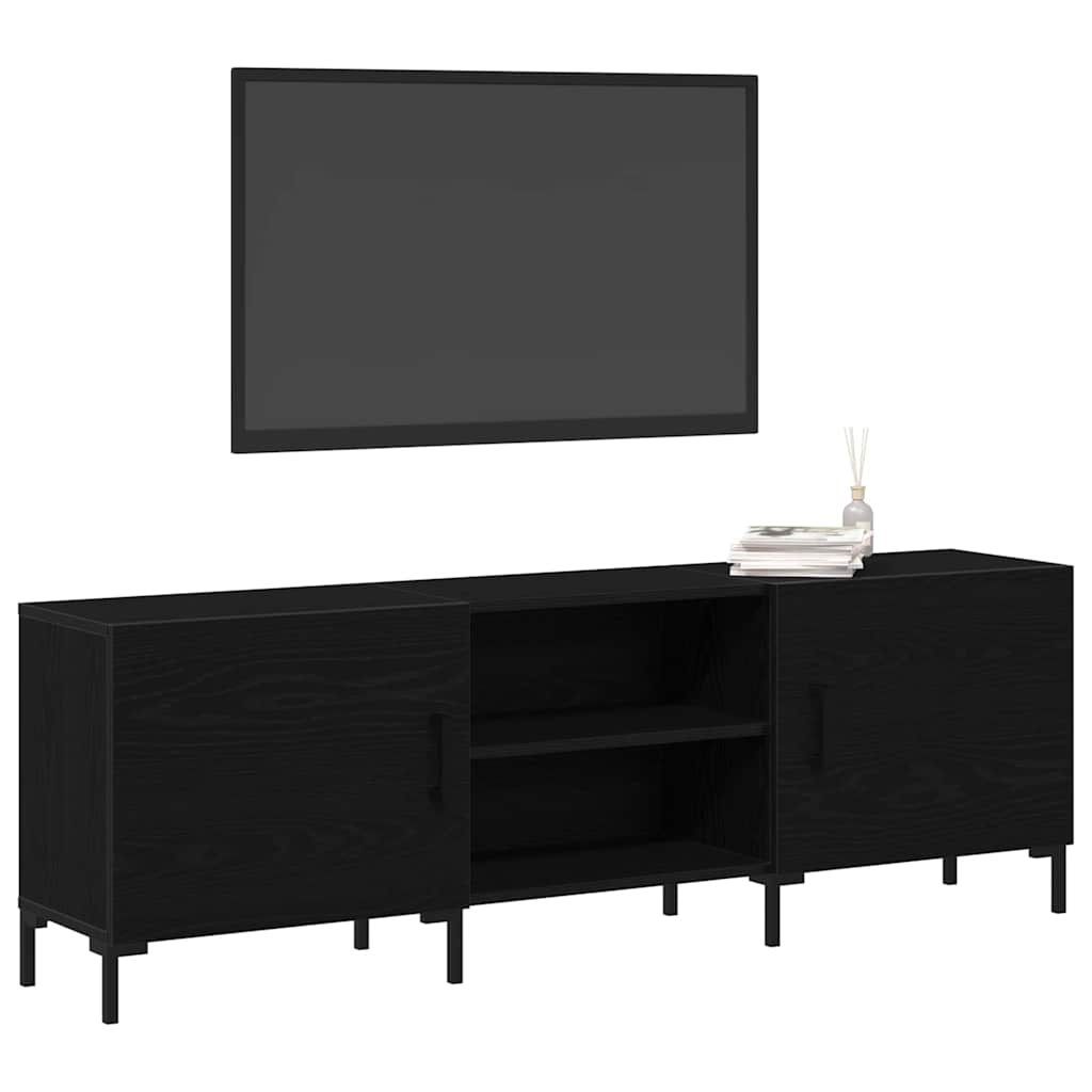 TV-møbelsæt 150 x 30 x 50 cm Sort eg Konstrueret træ