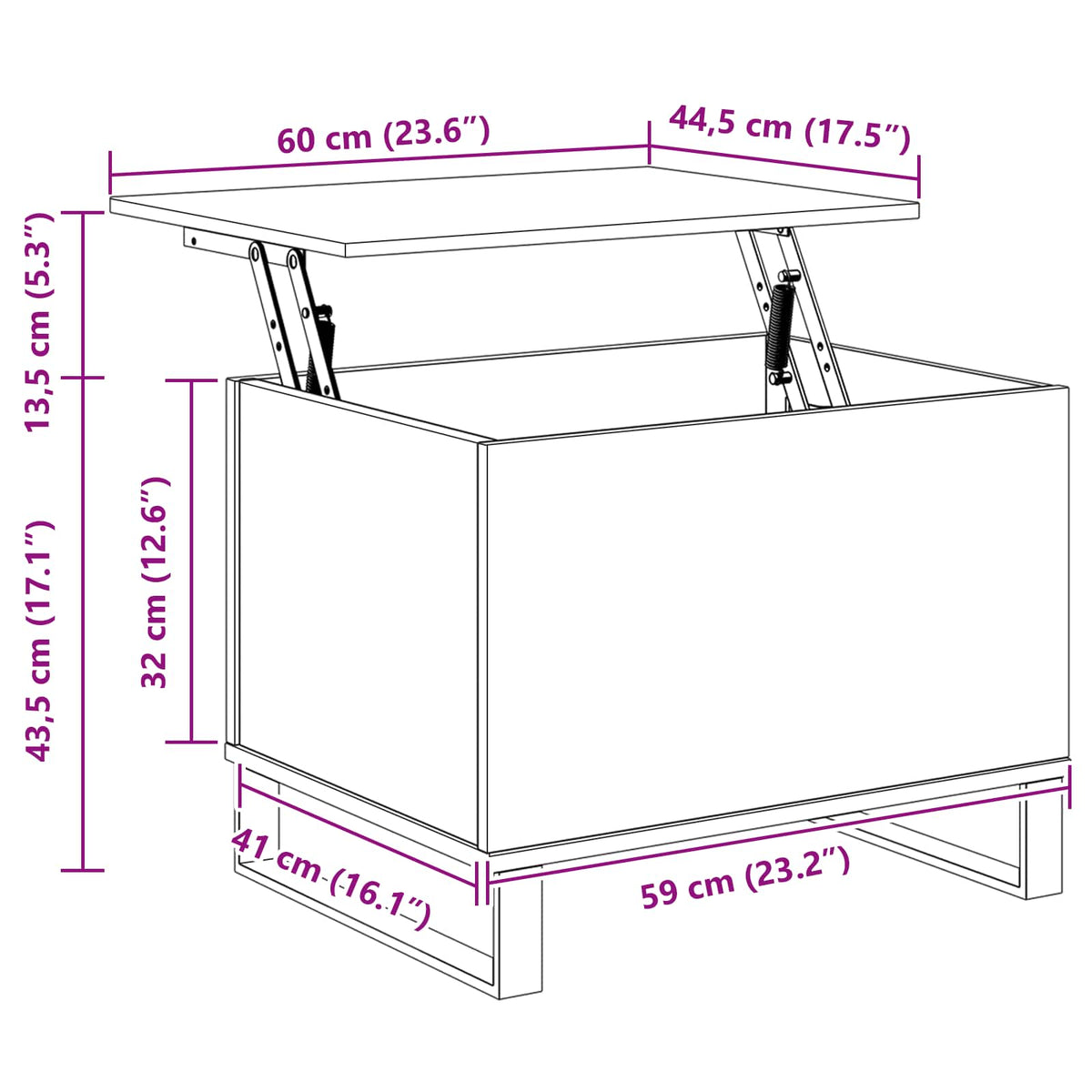 Sofabord Sort eg 60 x 44,5 x 45 cm
