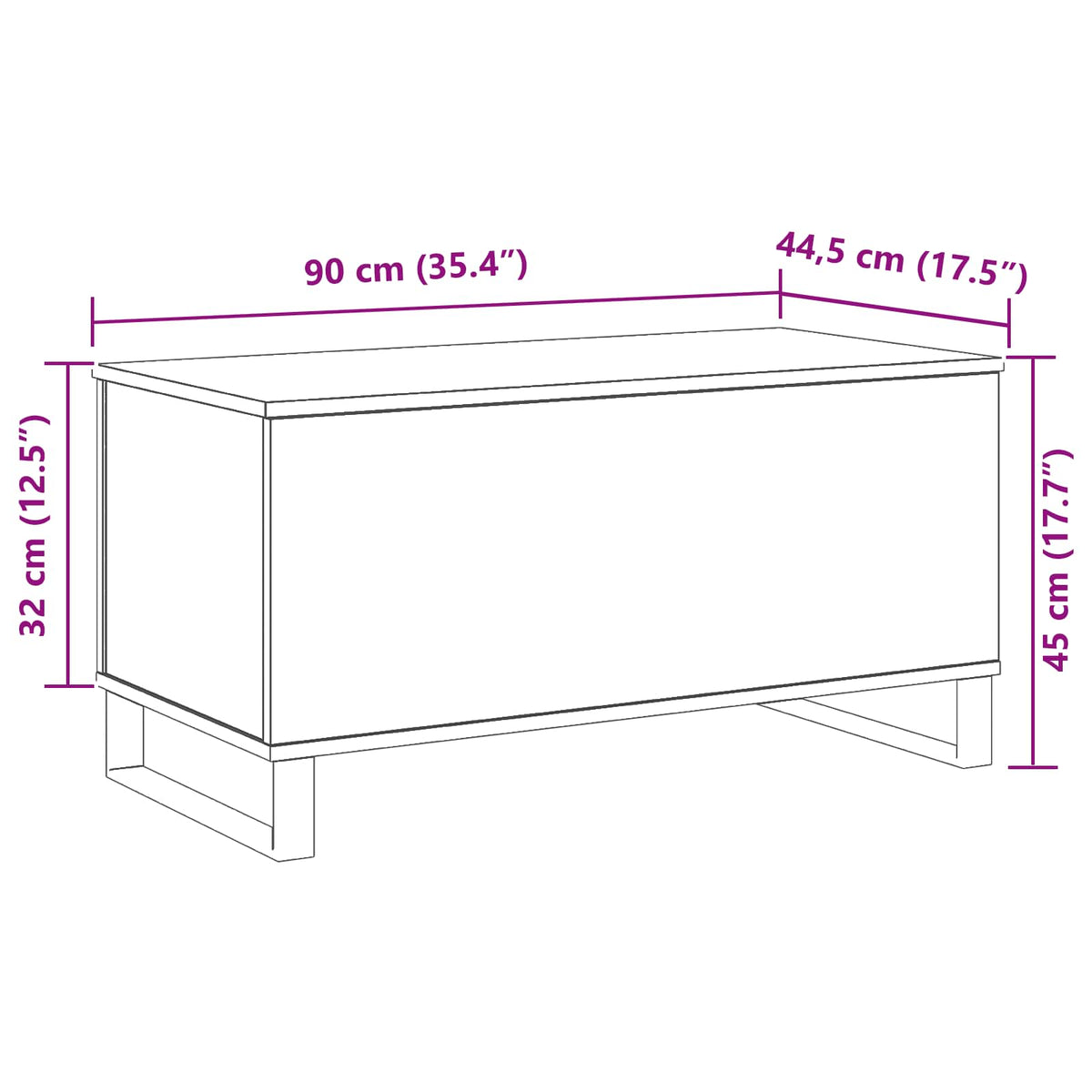 Sofabord Sort eg 90 x 44,5 x 45 cm Konstrueret træ