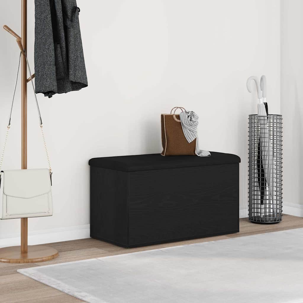 Opbevaringsbænk Sort eg 82 x 42 x 45 cm Konstrueret træ