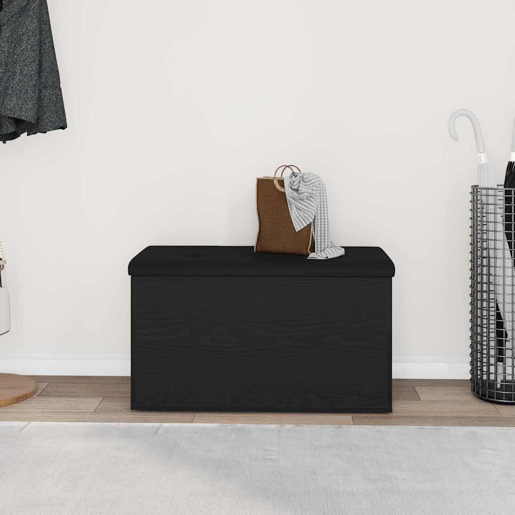 Opbevaringsbænk Sort eg 82 x 42 x 45 cm Konstrueret træ