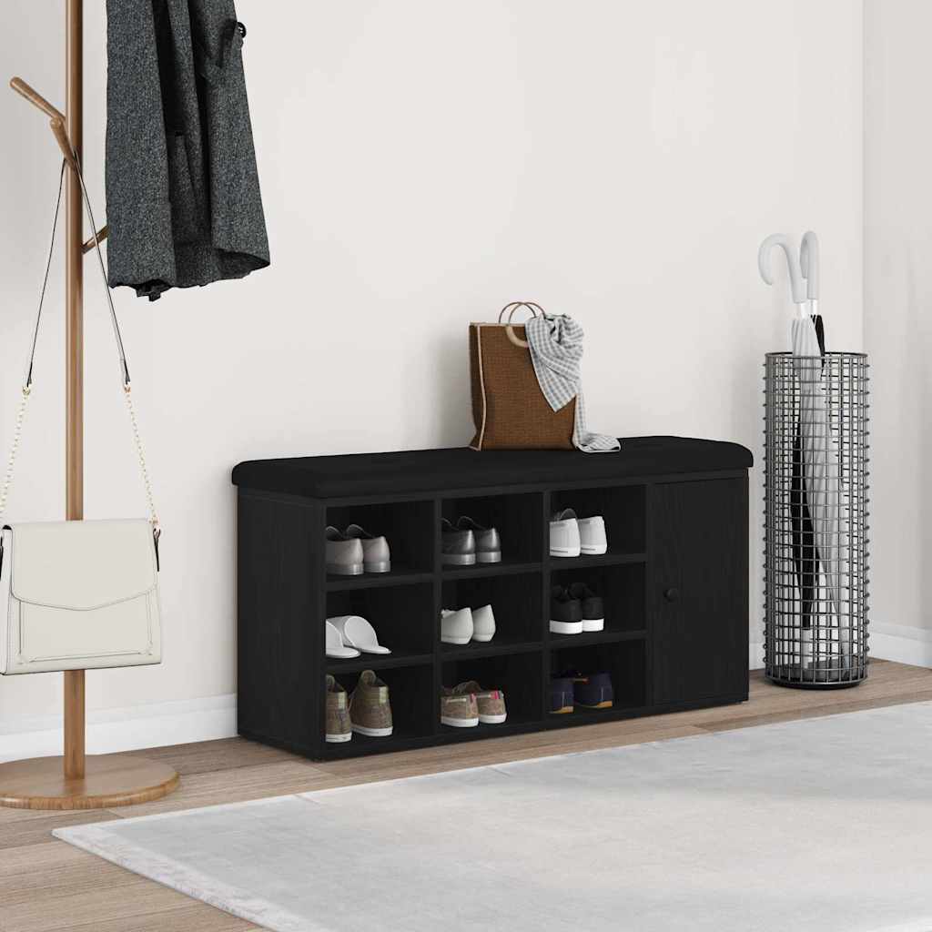 Opbevaringsbænk Sort eg 102 x 32 x 50 cm Konstrueret træ