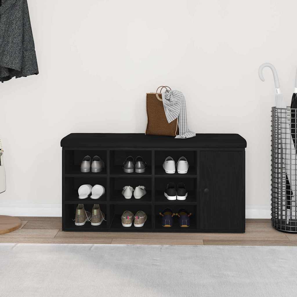 Opbevaringsbænk Sort eg 102 x 32 x 50 cm Konstrueret træ