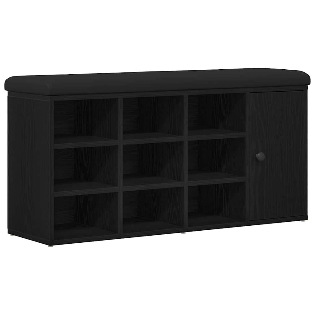 Opbevaringsbænk Sort eg 102 x 32 x 50 cm Konstrueret træ