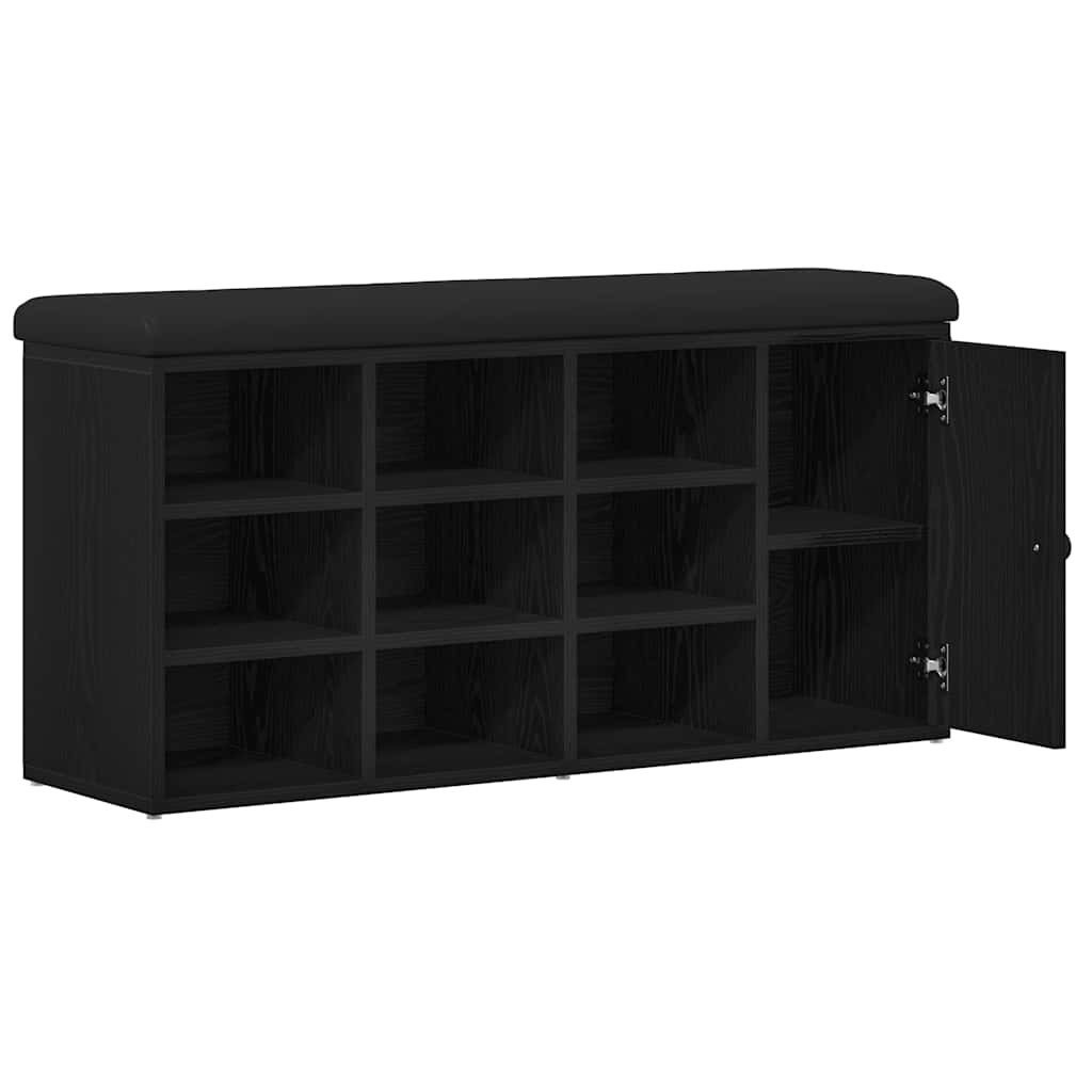 Opbevaringsbænk Sort eg 102 x 32 x 50 cm Konstrueret træ