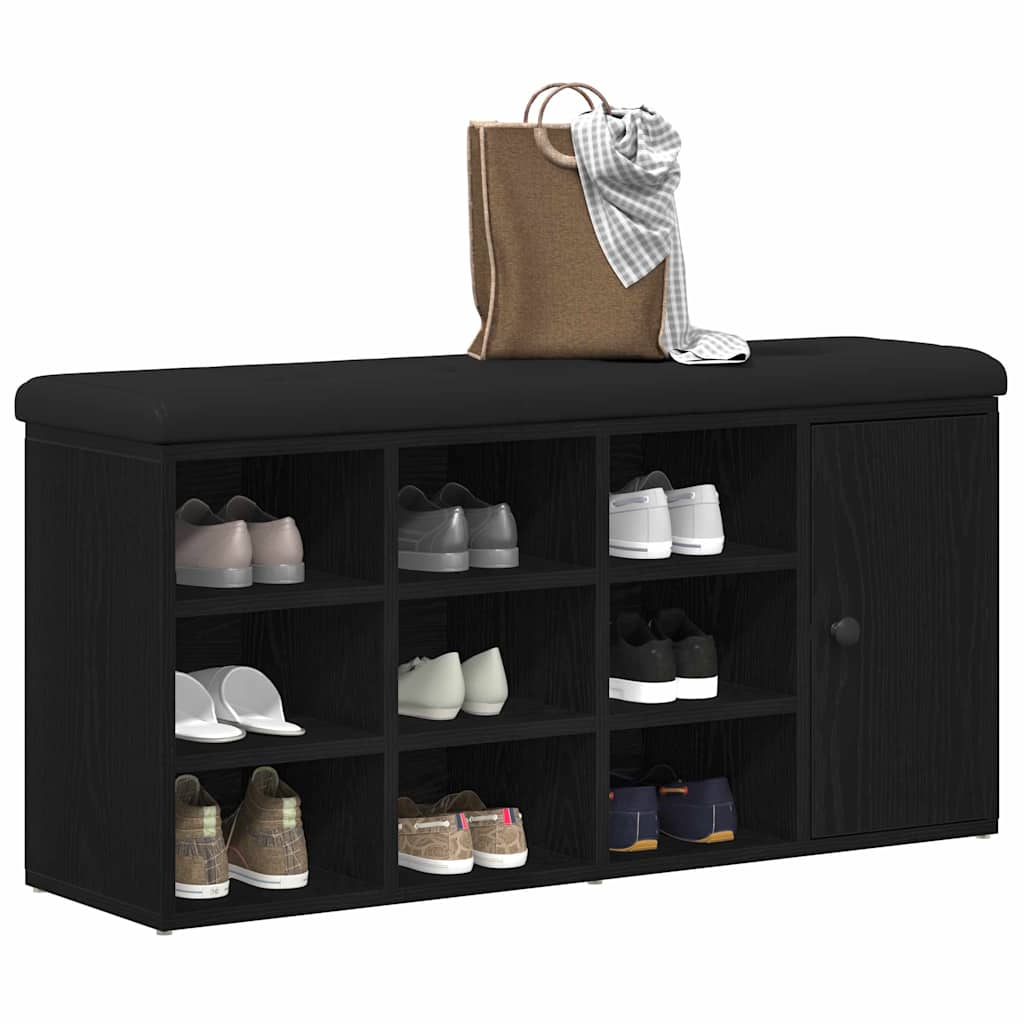 Opbevaringsbænk Sort eg 102 x 32 x 50 cm Konstrueret træ