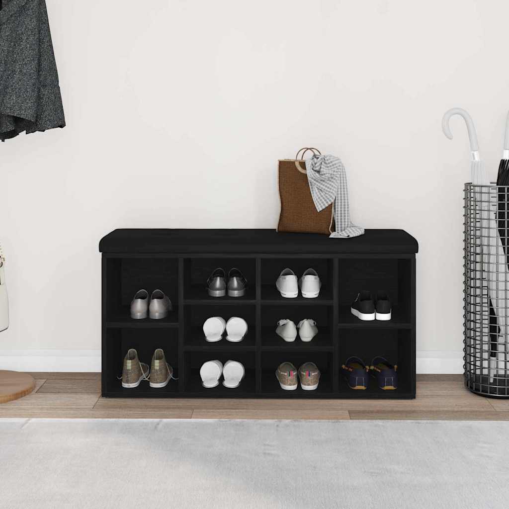 Sko bænk Sort eg 102 x 32 x 50 cm Konstrueret træ