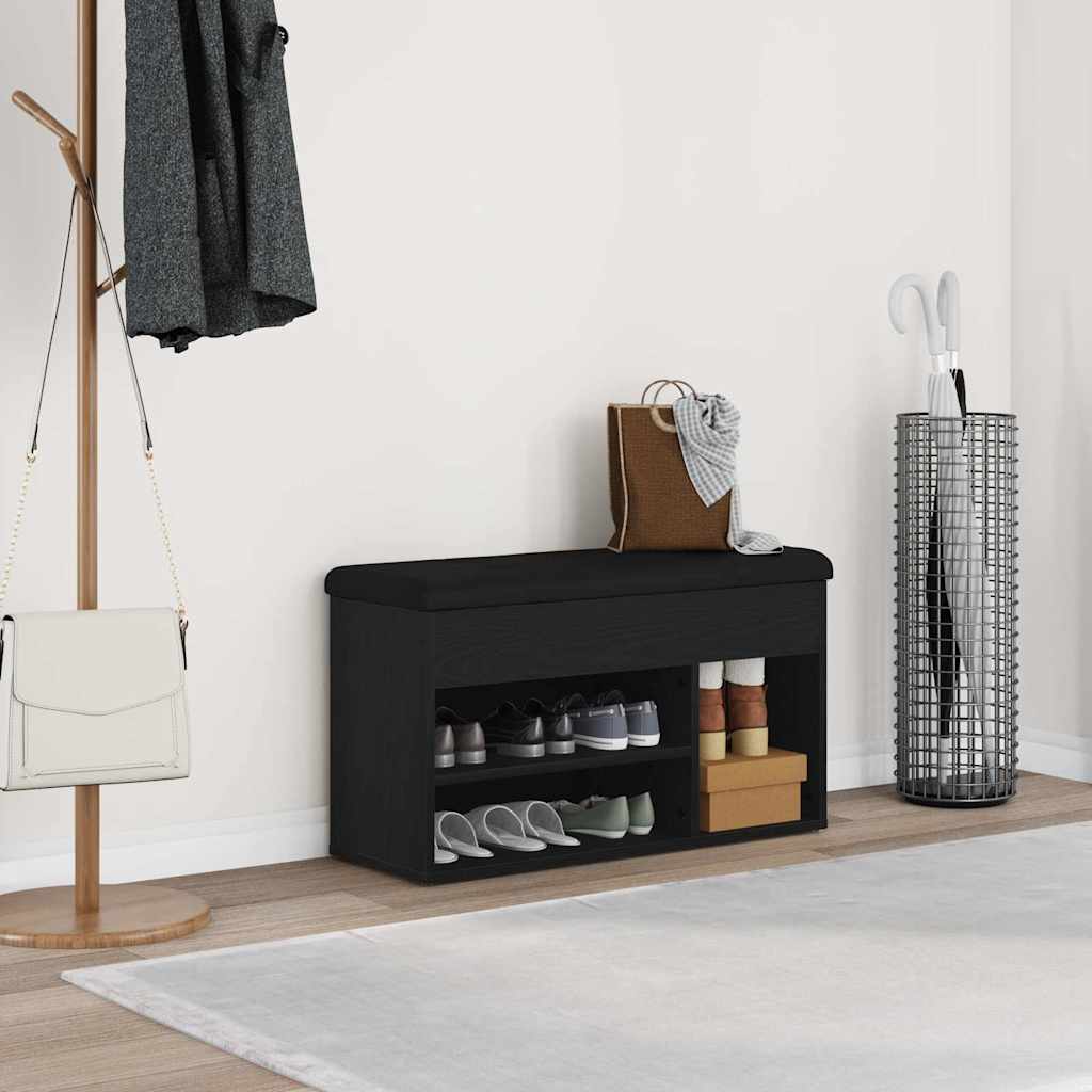 Sko bænk Sort 80 x 30 x 45 cm Konstrueret træ