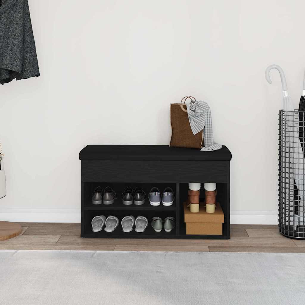 Sko bænk Sort 80 x 30 x 45 cm Konstrueret træ