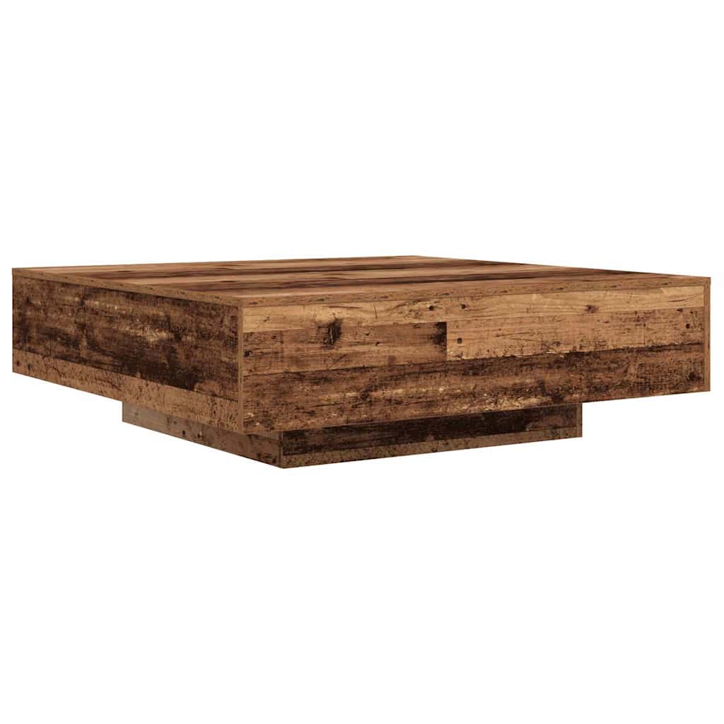 Kaffebord med LED Strip Lys Gammelt træ 100 x 100 x 31 cm