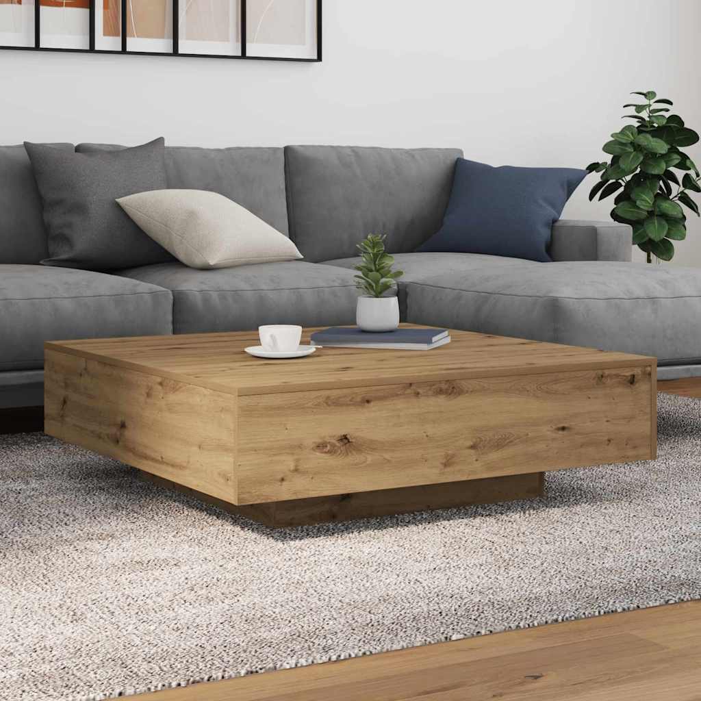 Kaffebord med LED Strip Lys Artisan-eg 100 x 100 x 31 cm