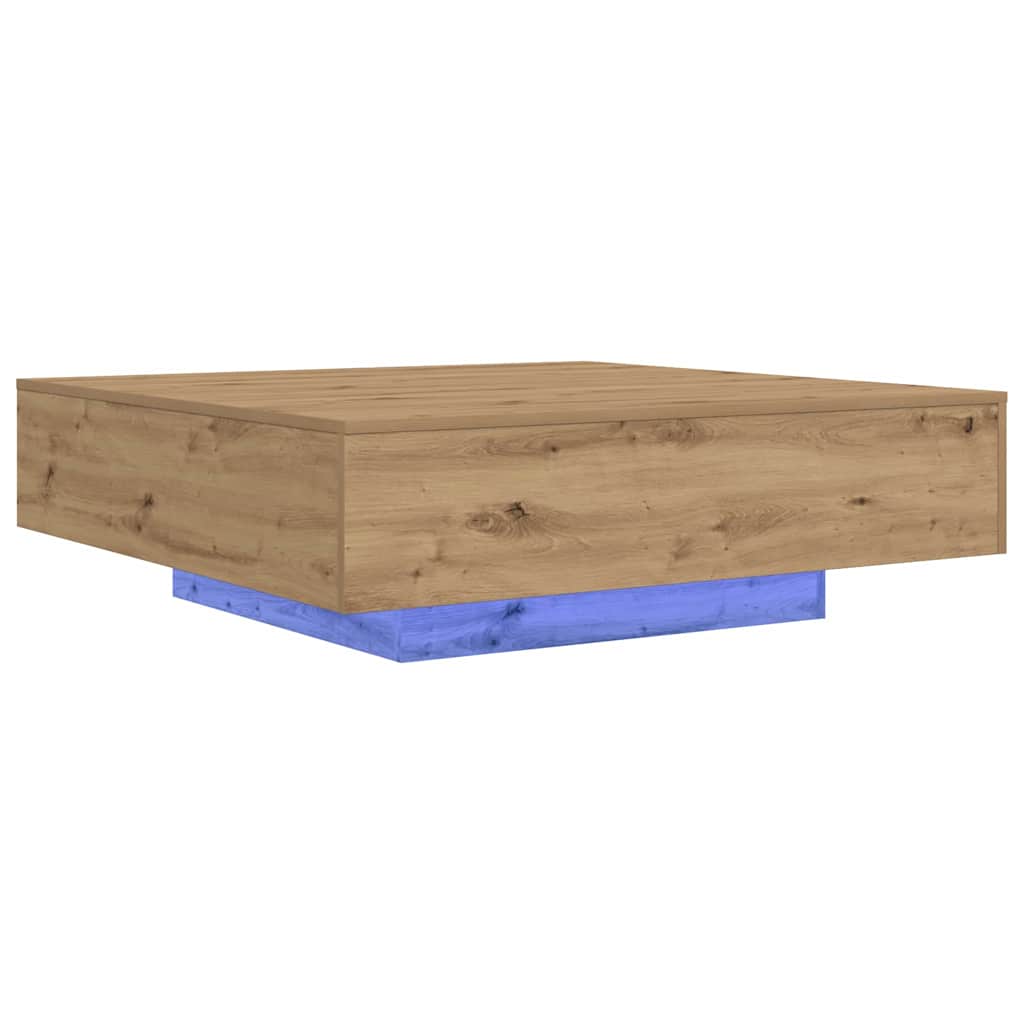 Kaffebord med LED Strip Lys Artisan-eg 100 x 100 x 31 cm
