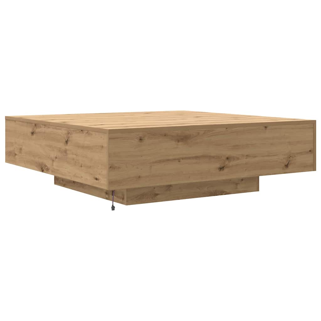 Kaffebord med LED Strip Lys Artisan-eg 100 x 100 x 31 cm