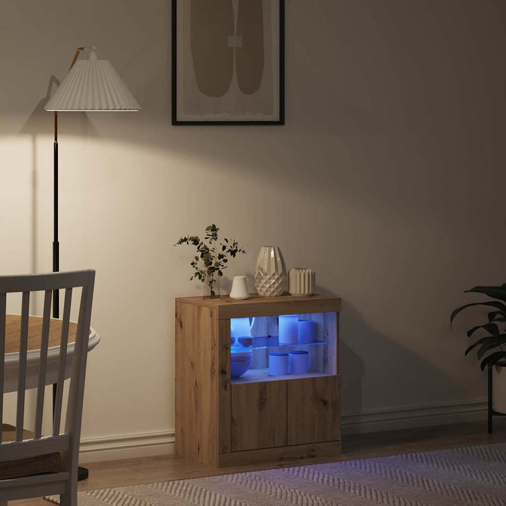 LED Sideboard Brun 60,5 x 37 x 67 cm Konstrueret træ