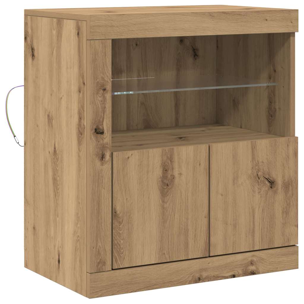 LED Sideboard Brun 60,5 x 37 x 67 cm Konstrueret træ
