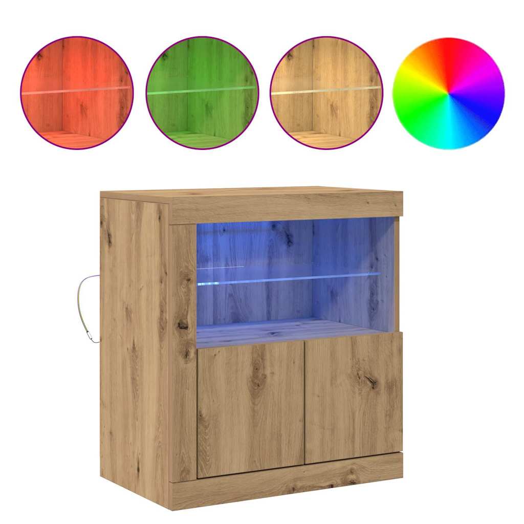 LED Sideboard Brun 60,5 x 37 x 67 cm Konstrueret træ