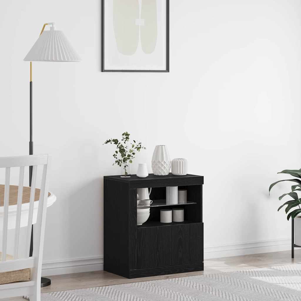 LED Sideboard Sort 60,5 x 37 x 67 cm Konstrueret træ
