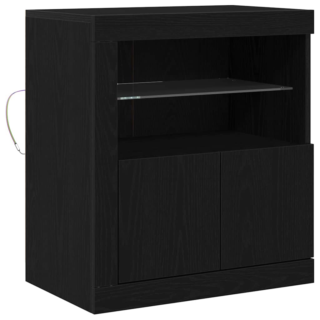 LED Sideboard Sort 60,5 x 37 x 67 cm Konstrueret træ
