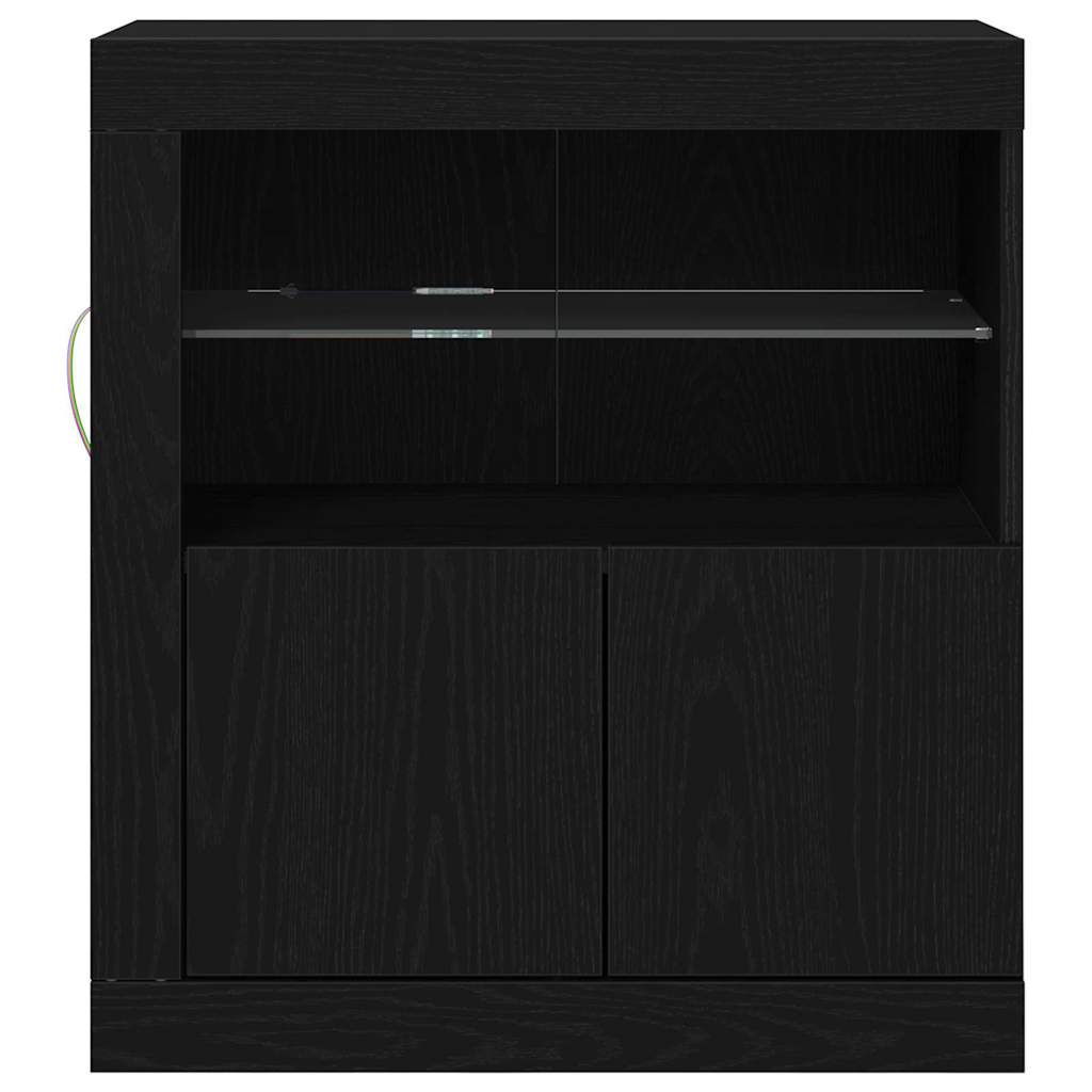 LED Sideboard Sort 60,5 x 37 x 67 cm Konstrueret træ