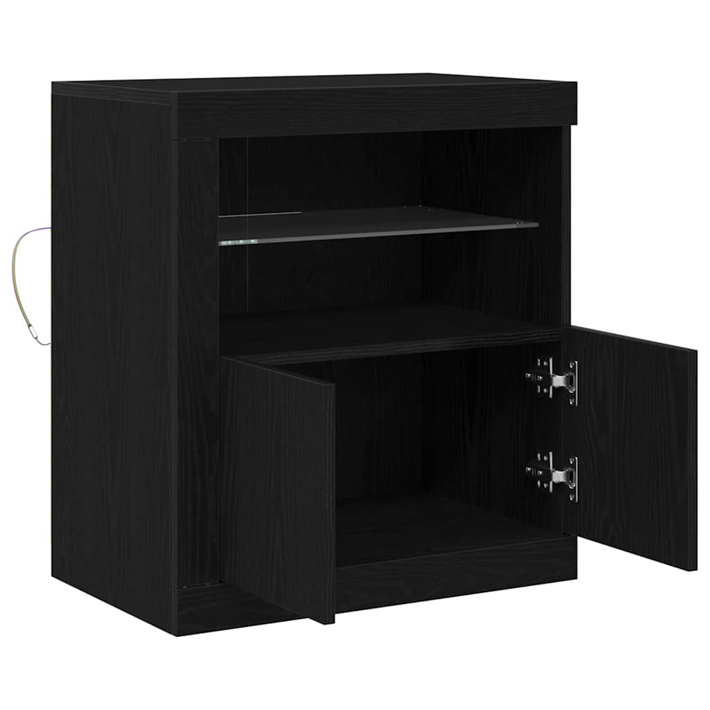 LED Sideboard Sort 60,5 x 37 x 67 cm Konstrueret træ