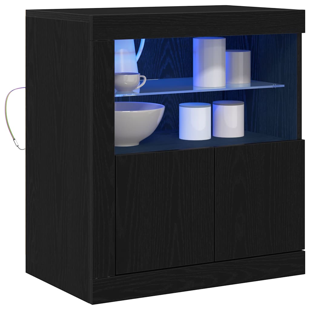 LED Sideboard Sort 60,5 x 37 x 67 cm Konstrueret træ