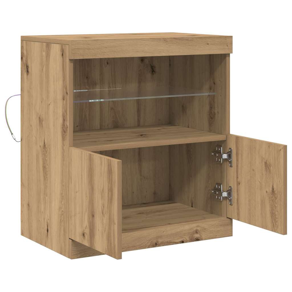 LED Sideboard Brun 60,5 x 37 x 67 cm Konstrueret træ