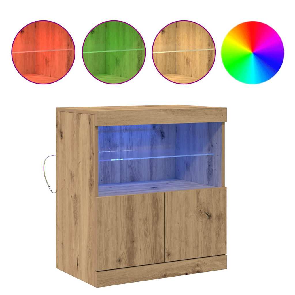 LED Sideboard Brun 60,5 x 37 x 67 cm Konstrueret træ