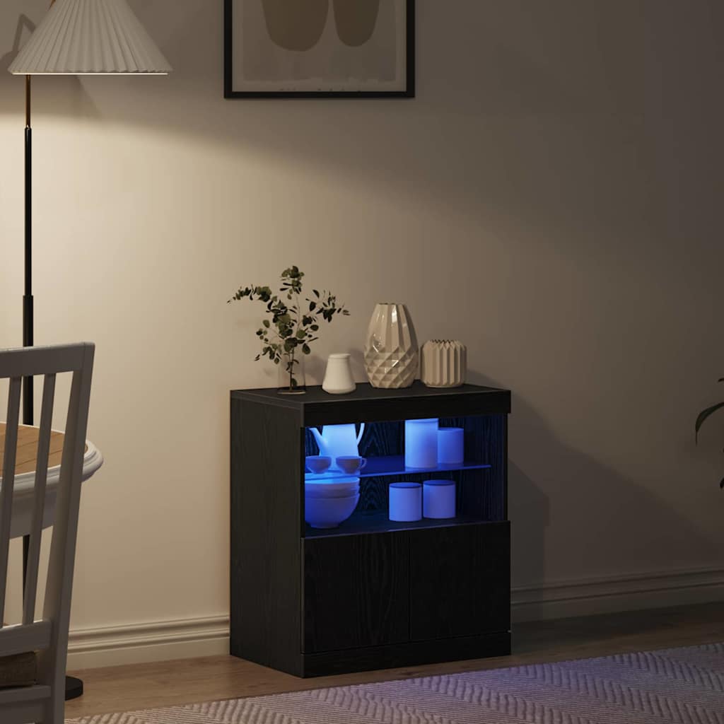 LED Sideboard Sort 60,5 x 37 x 67 cm Konstrueret træ