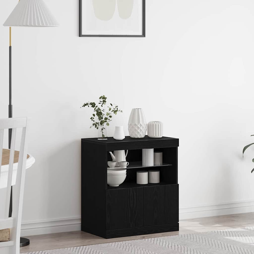 LED Sideboard Sort 60,5 x 37 x 67 cm Konstrueret træ