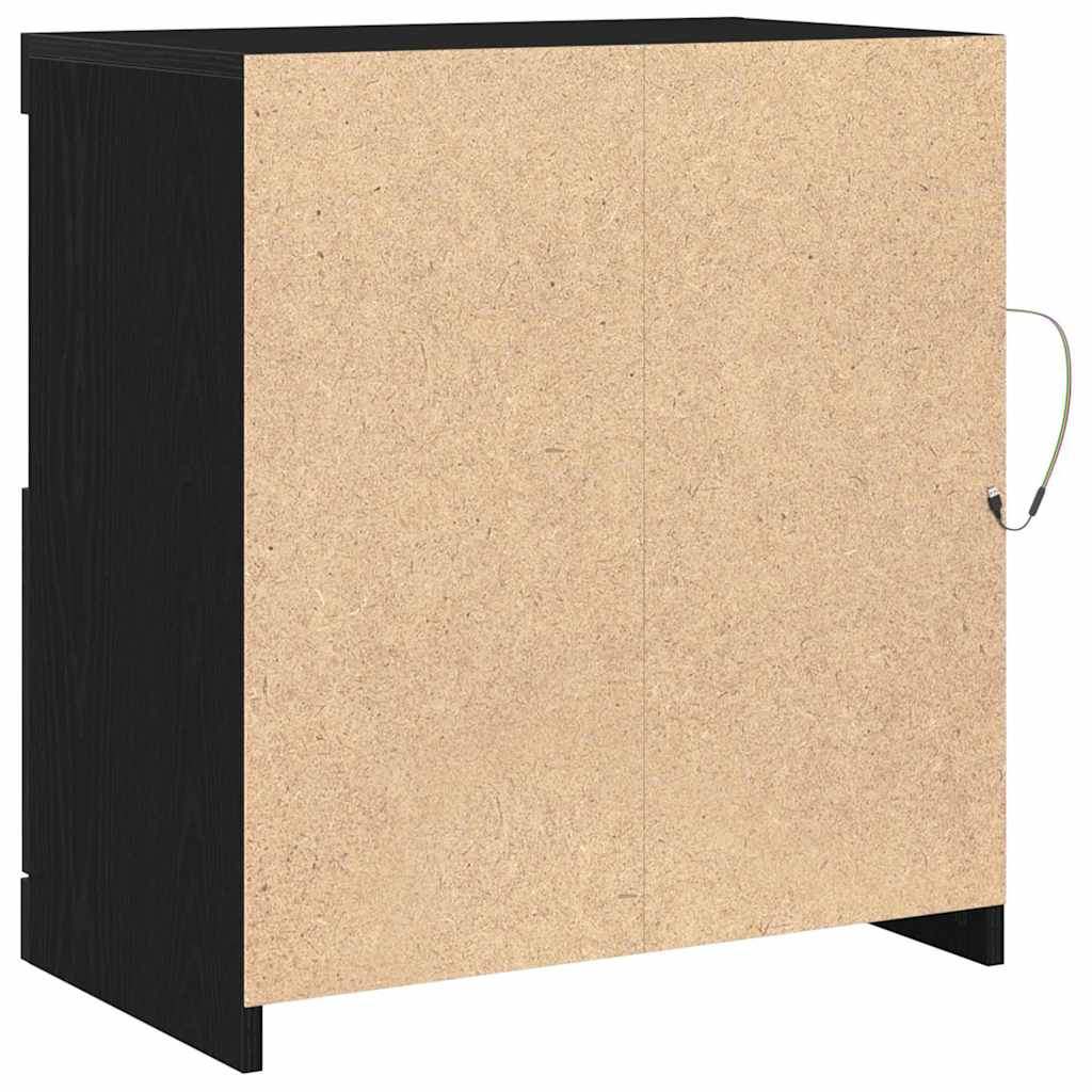 LED Sideboard Sort 60,5 x 37 x 67 cm Konstrueret træ