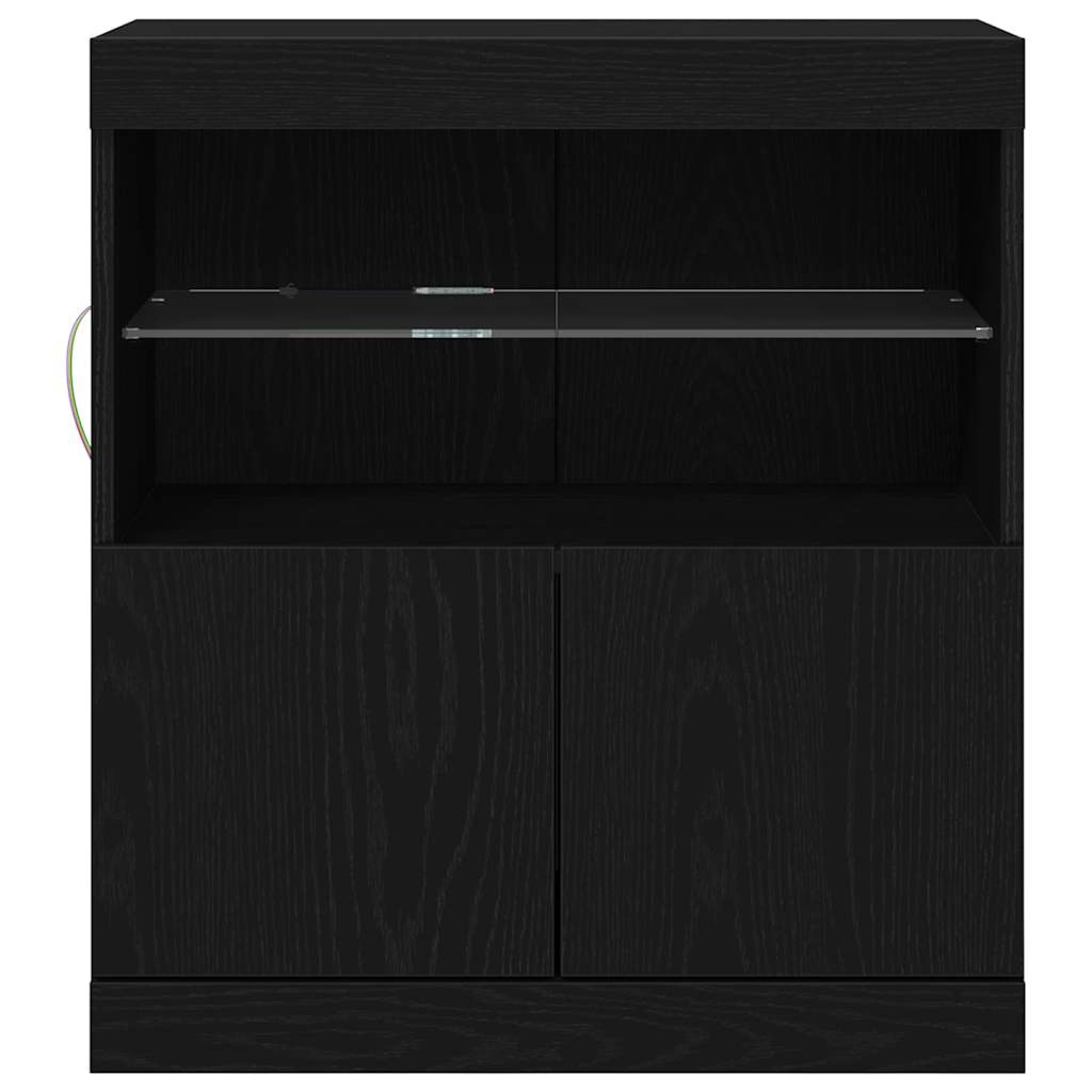 LED Sideboard Sort 60,5 x 37 x 67 cm Konstrueret træ