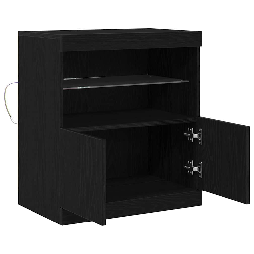 LED Sideboard Sort 60,5 x 37 x 67 cm Konstrueret træ
