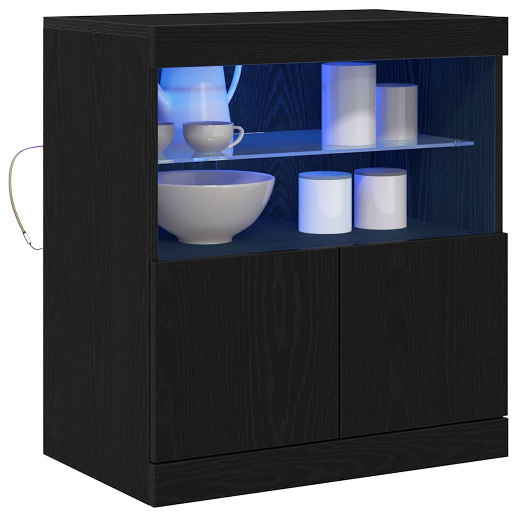 LED Sideboard Sort 60,5 x 37 x 67 cm Konstrueret træ