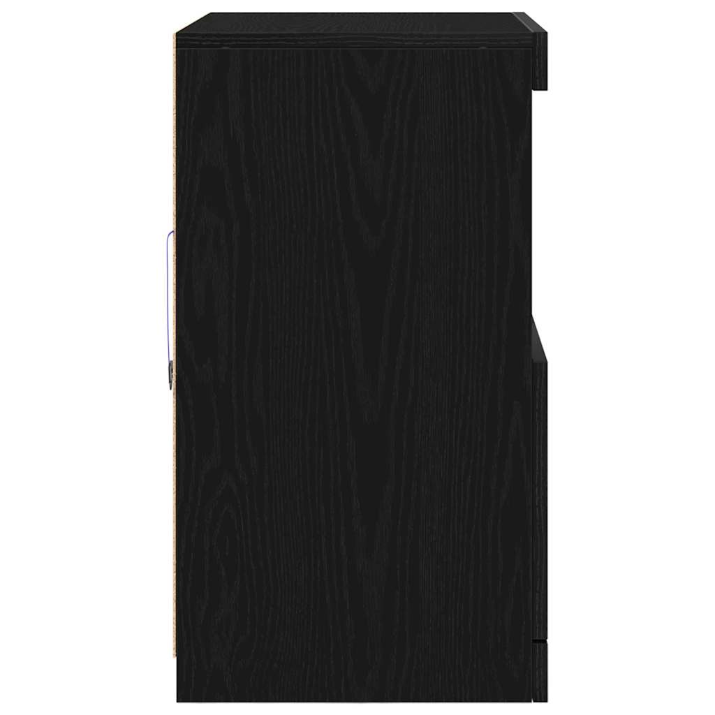 LED Sideboard Sort 60,5 x 37 x 67 cm Konstrueret træ