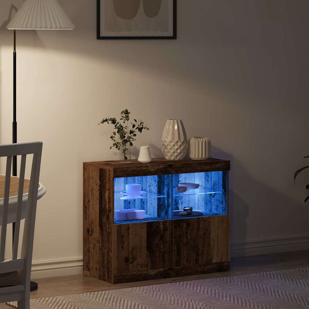 LED Sideboard Brun 81 x 37 x 66,5 cm Konstrueret træ