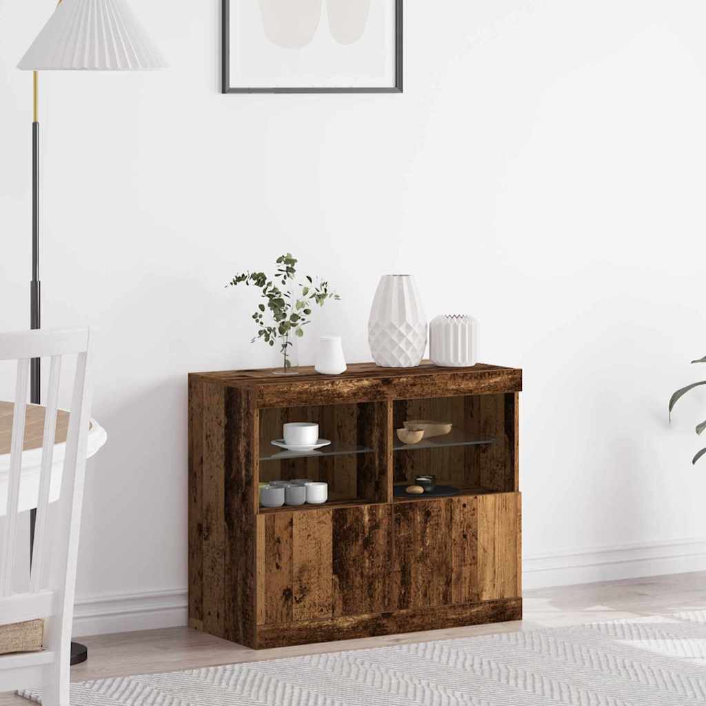LED Sideboard Brun 81 x 37 x 66,5 cm Konstrueret træ