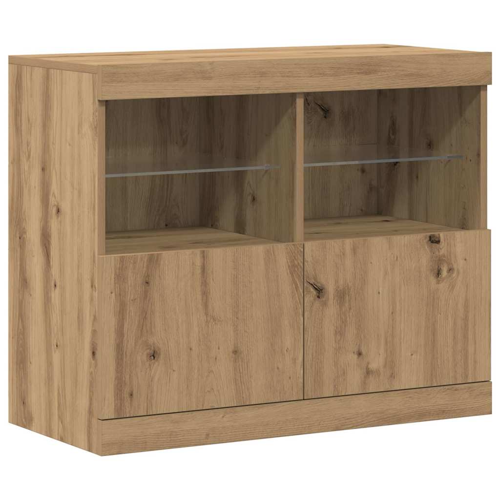 LED Sideboard Brun 81 x 37 x 66,5 cm Konstrueret træ