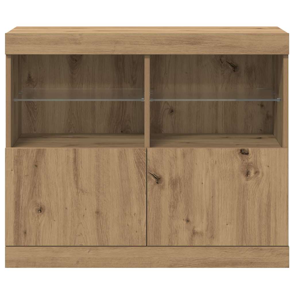 LED Sideboard Brun 81 x 37 x 66,5 cm Konstrueret træ