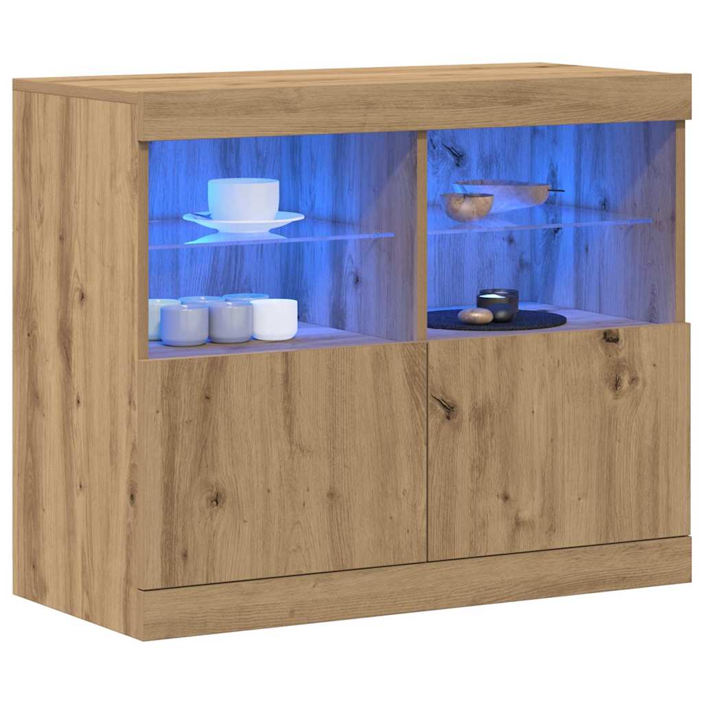 LED Sideboard Brun 81 x 37 x 66,5 cm Konstrueret træ