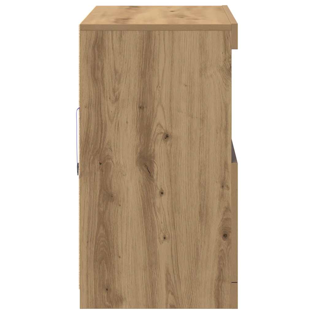 LED Sideboard Brun 81 x 37 x 66,5 cm Konstrueret træ