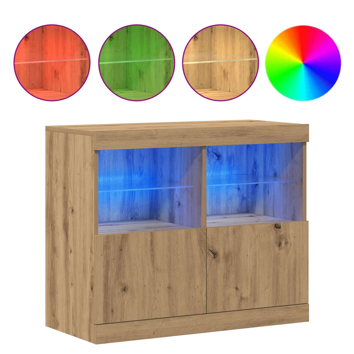 LED Sideboard Brun 81 x 37 x 66,5 cm Konstrueret træ
