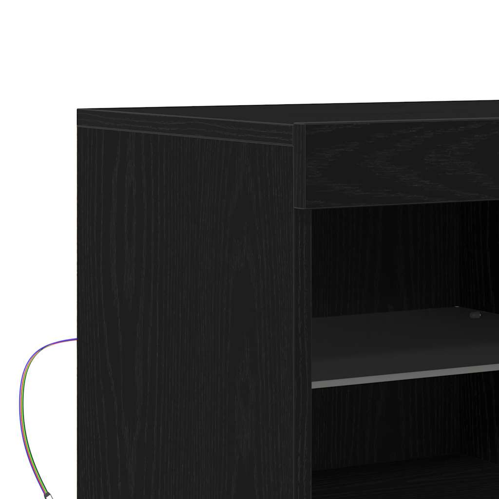 LED Sideboard Sort 81 x 37 x 66,5 cm Konstrueret træ