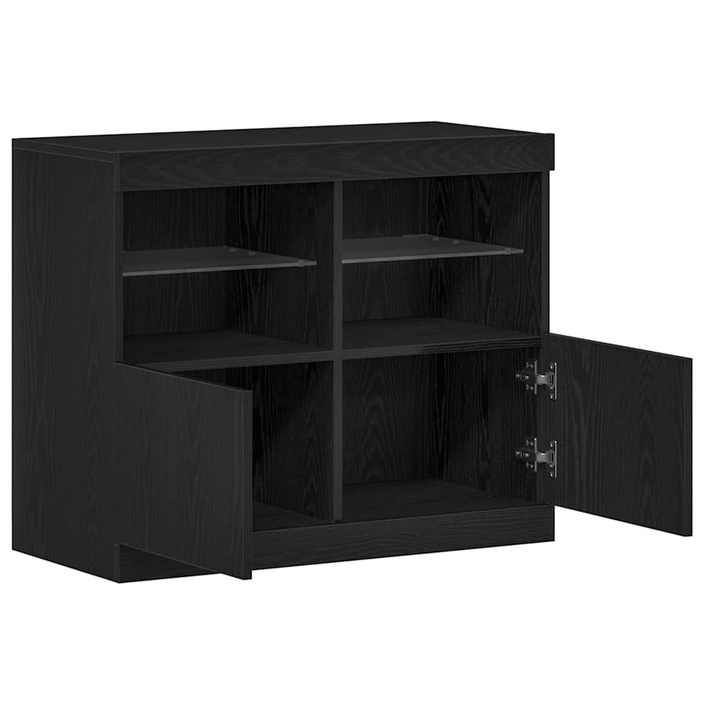 LED Sideboard Sort 81 x 37 x 66,5 cm Konstrueret træ