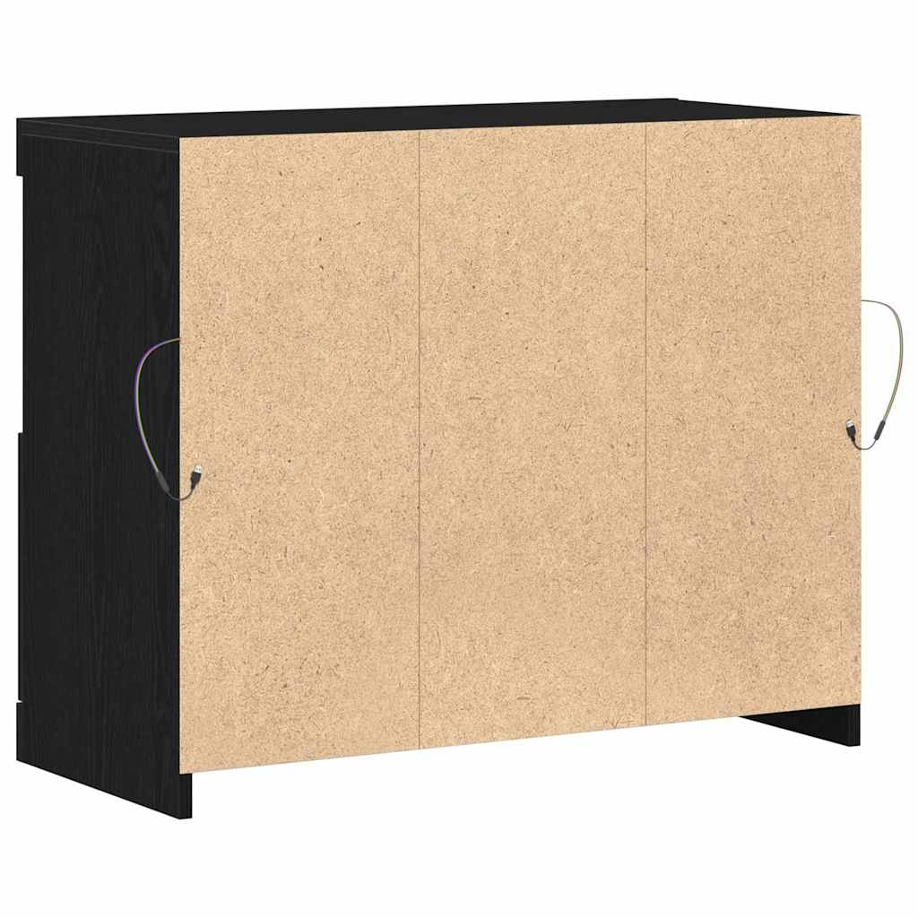 LED Sideboard Sort 81 x 37 x 66,5 cm Konstrueret træ