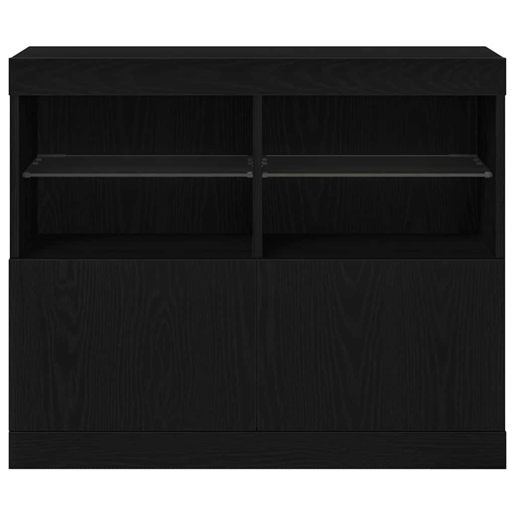 LED Sideboard Sort 81 x 37 x 66,5 cm Konstrueret træ