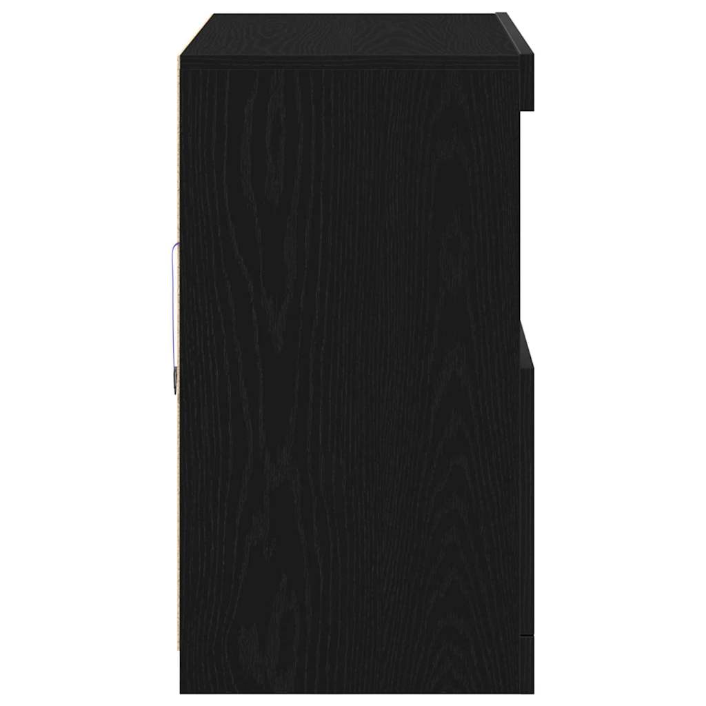 LED Sideboard Sort 81 x 37 x 66,5 cm Konstrueret træ