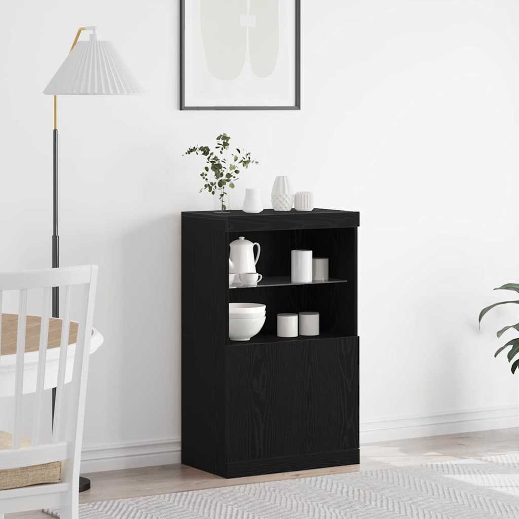 LED Sideboard Sort 60 x 37 x 100 cm Konstrueret træ