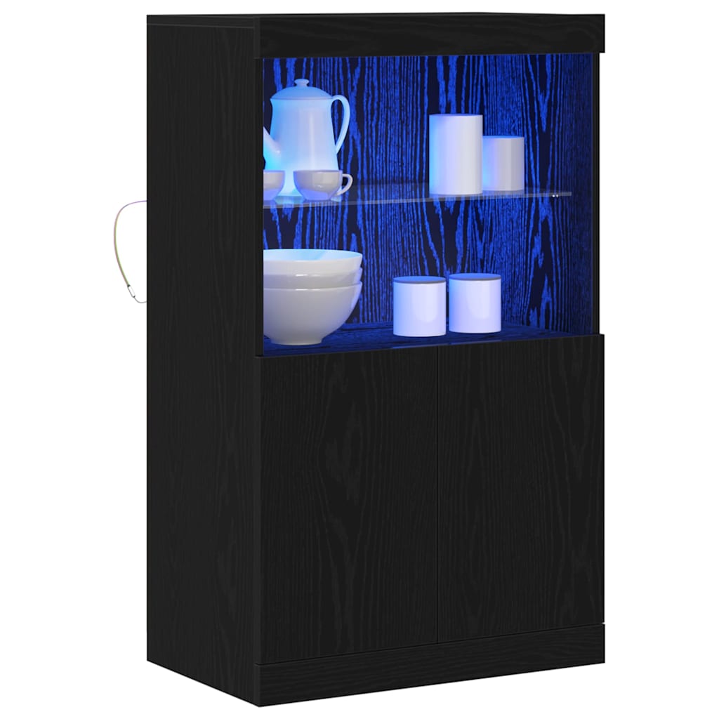 LED Sideboard Sort 60 x 37 x 100 cm Konstrueret træ
