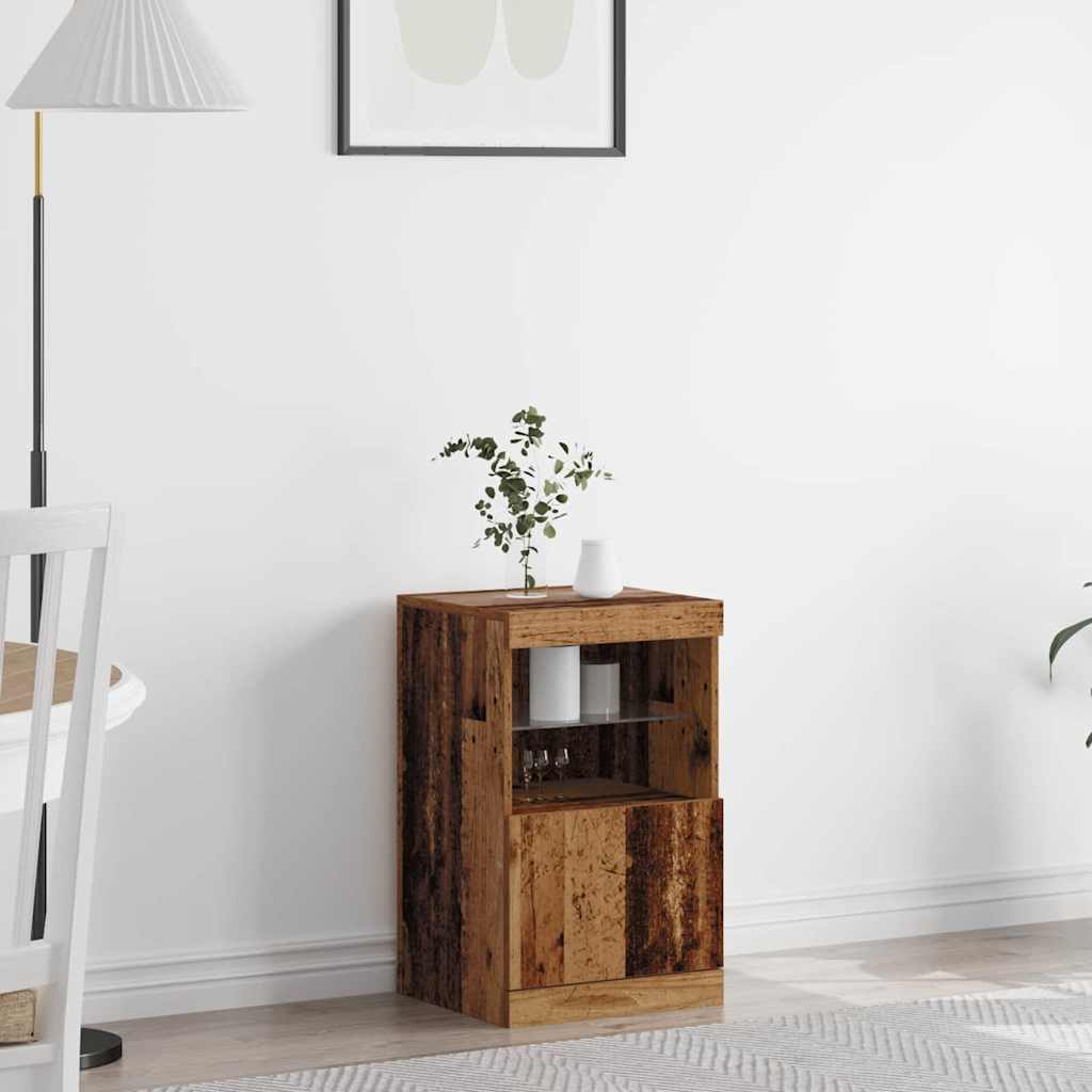 LED Sideboard Gammelt træ 41 x 37 x 67 cm Konstrueret træ